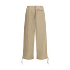 Beige Cotton Casual Pants
