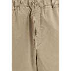 Beige Cotton Casual Pants