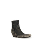Black Calf Leather Bos Taurus Ankle Boots