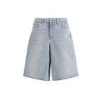 Blue Cotton Bermuda Shorts