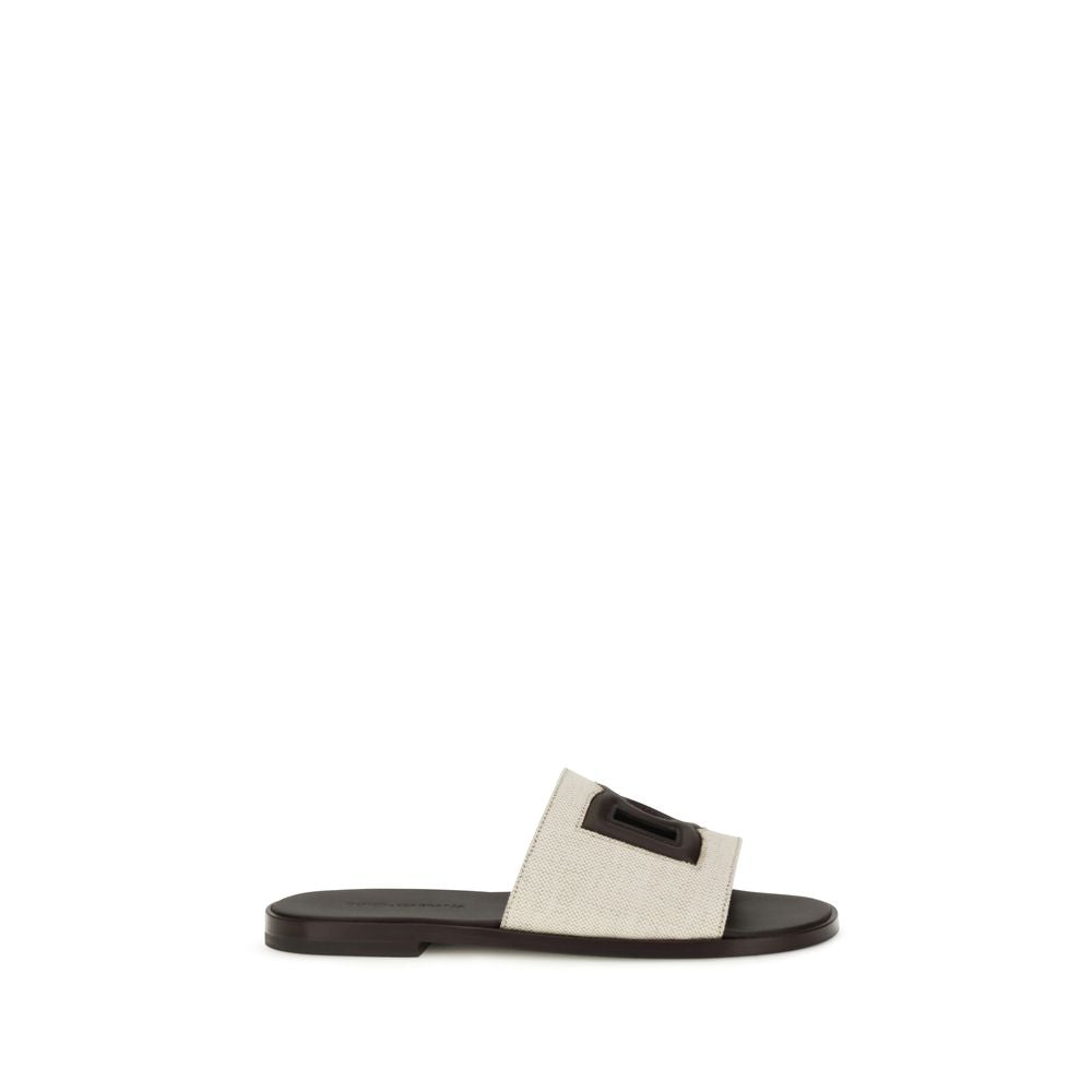 Beige Calf Leather Bos Taurus Flat Sandals