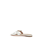 White Calf Leather Bos Taurus Flat Sandals