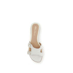 White Calf Leather Bos Taurus Flat Sandals
