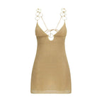Gold Polyamide Cocktail Dress