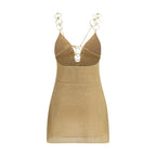 Gold Polyamide Cocktail Dress