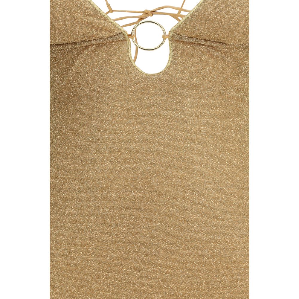 Gold Polyamide Cocktail Dress