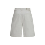 White Cotton Bermuda Shorts