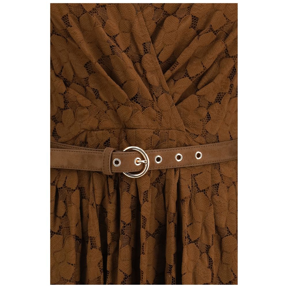 Brown Polyamide Casual Dress