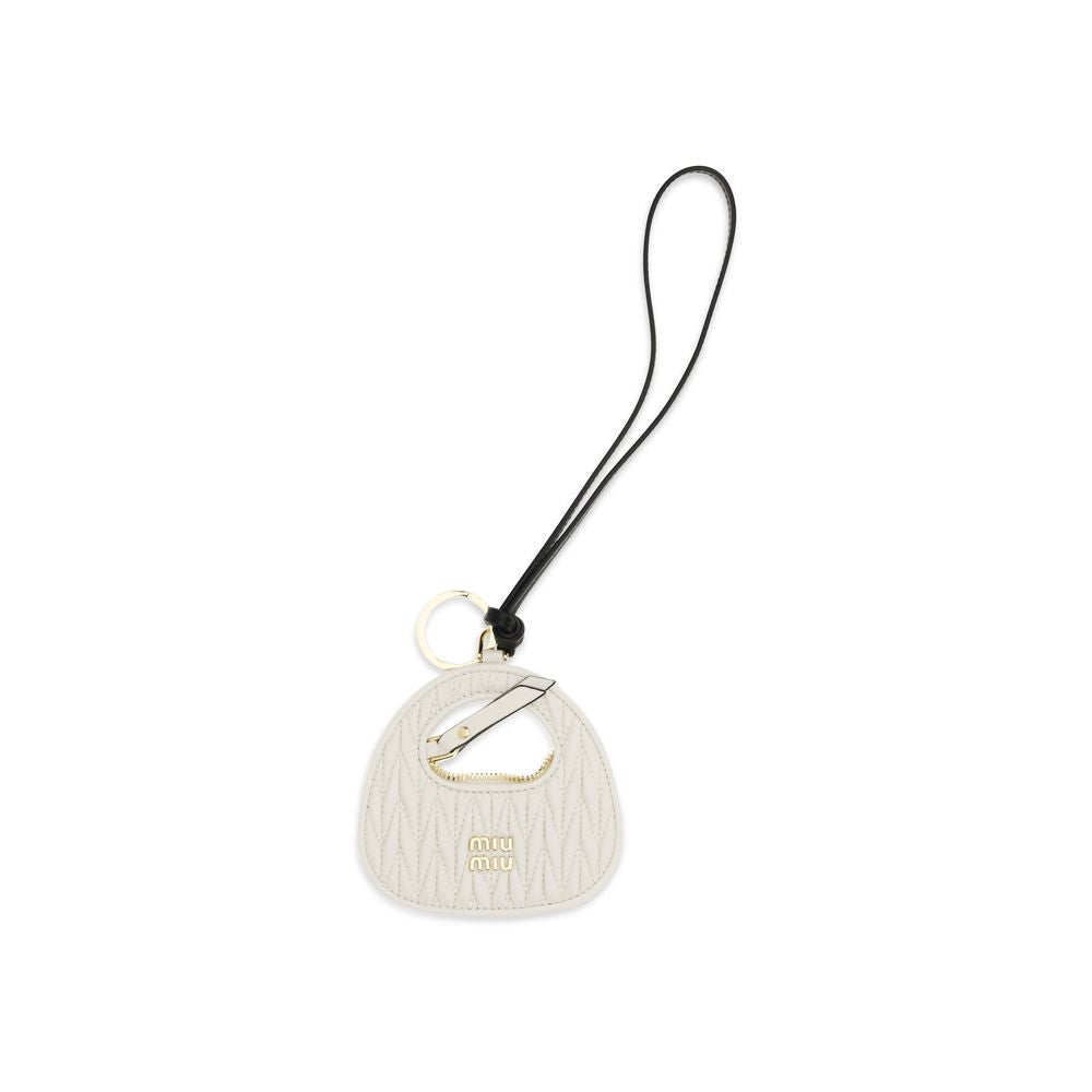 White Calf Leather Bos Taurus Keychain