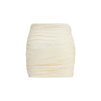 Beige Fabric Mini Skirt