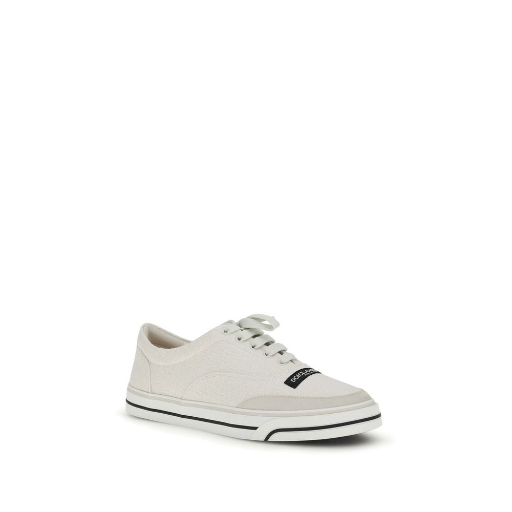 White Linen Low Top Sneakers