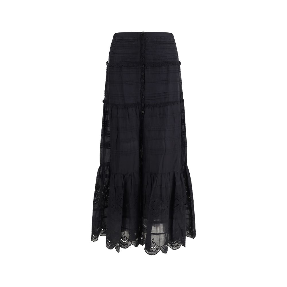 Black Viscose Long Skirt