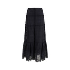 Black Viscose Long Skirt