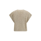 Beige Silk Sleeveles Sweater