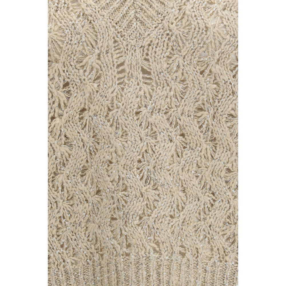 Beige Silk Sleeveles Sweater