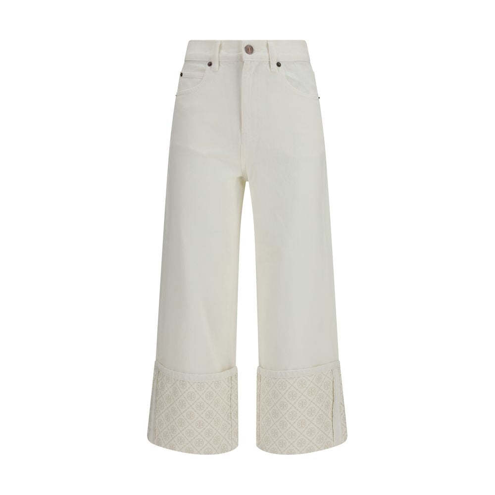 White Cotton Straight-Leg Jeans
