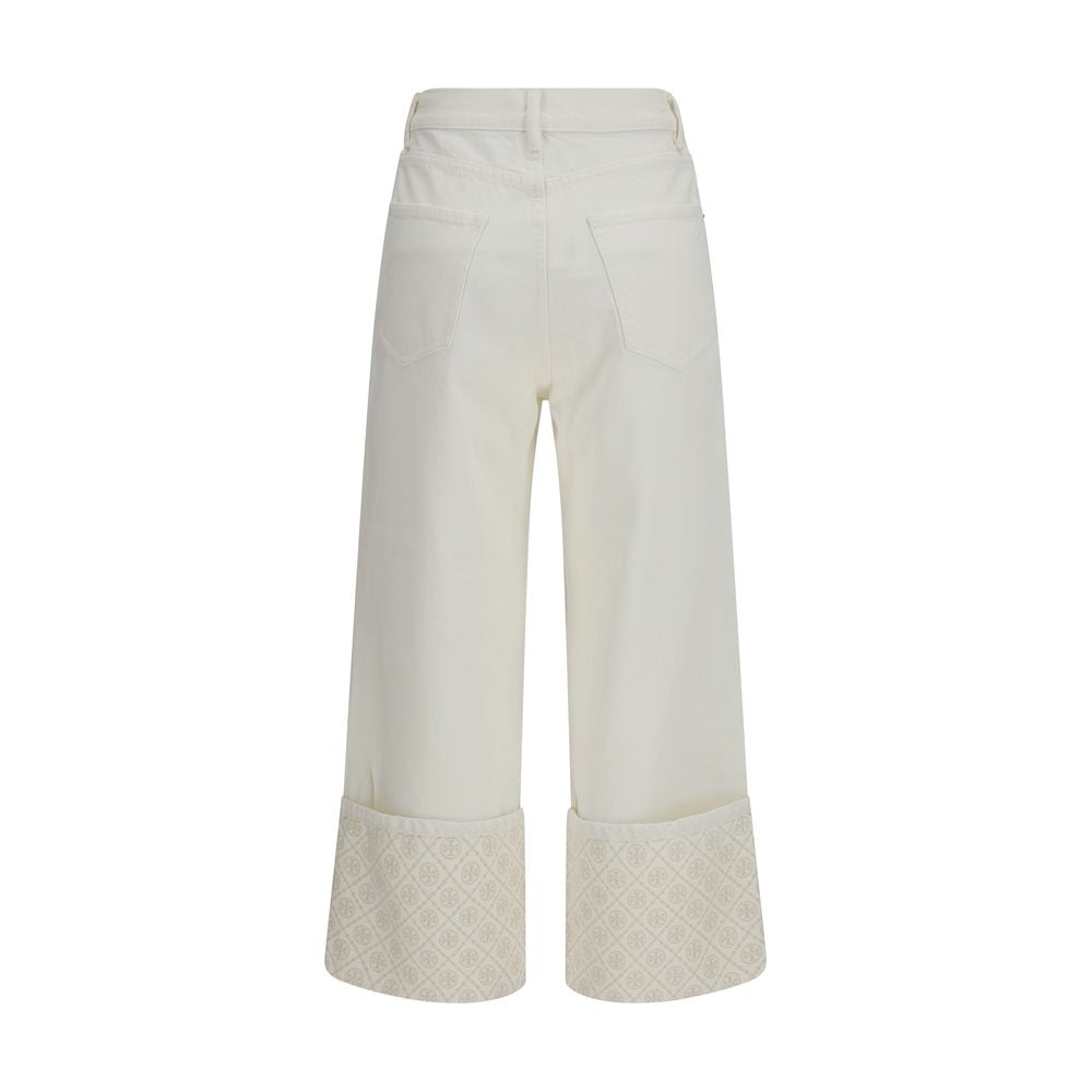 White Cotton Straight-Leg Jeans