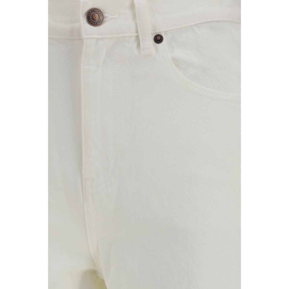 White Cotton Straight-Leg Jeans