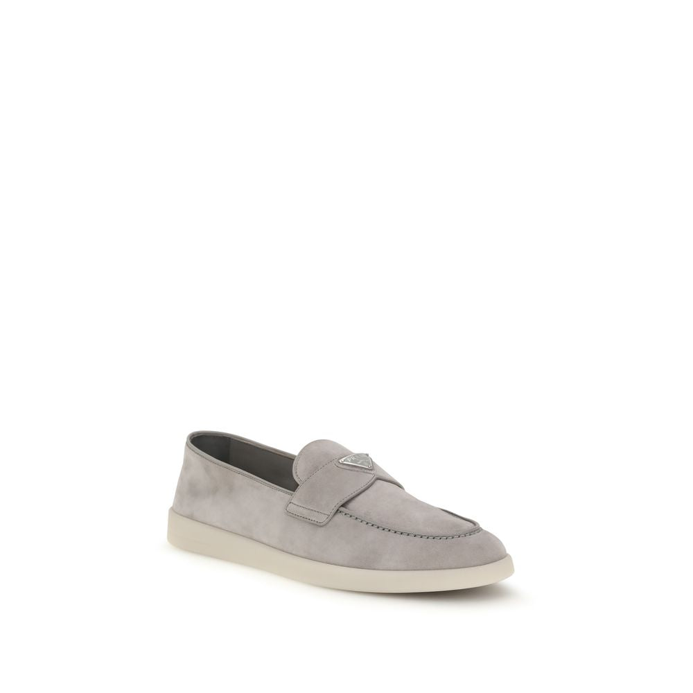 Gray Calf Leather Bos Taurus Slip-On Loafers