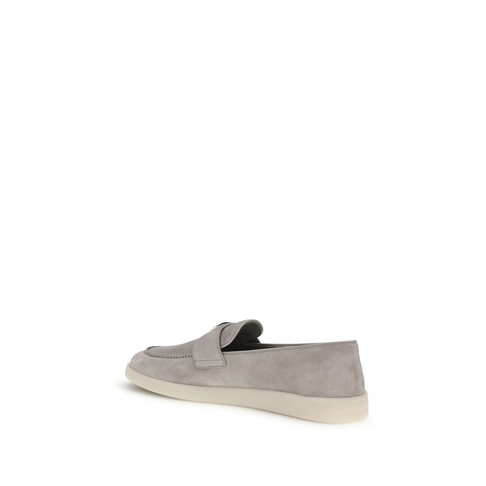 Gray Calf Leather Bos Taurus Slip-On Loafers