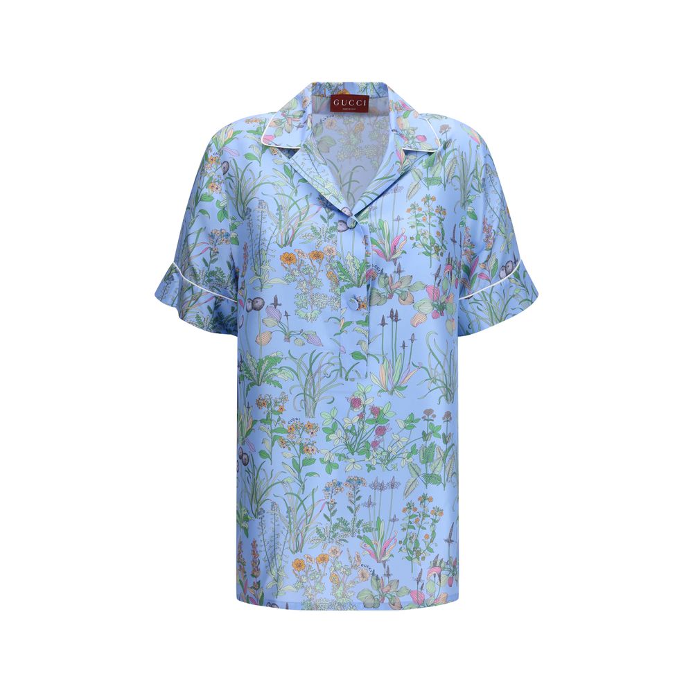Blue Silk Pattern Shirt