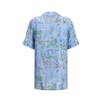 Blue Silk Pattern Shirt