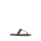 Brown Calf Leather Bos Taurus Flip-Flop Sandals