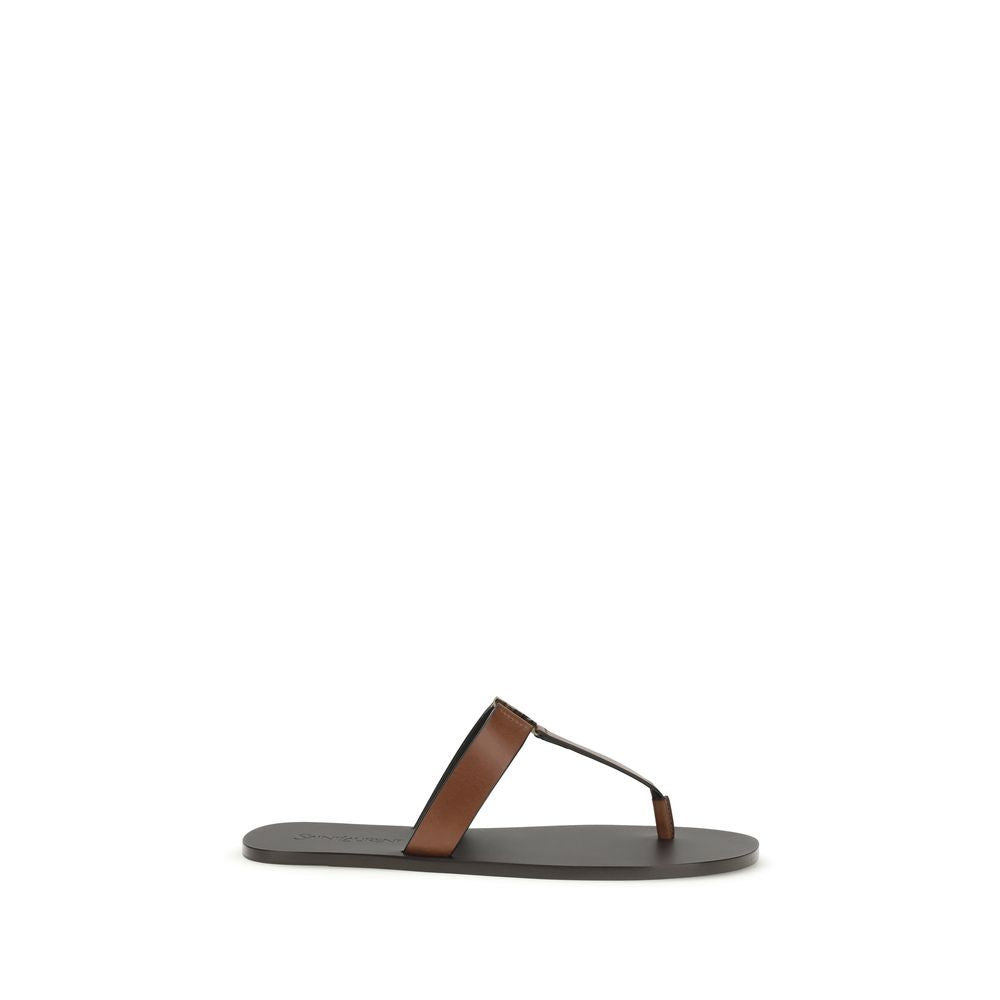 Brown Calf Leather Bos Taurus Flip-Flop Sandals