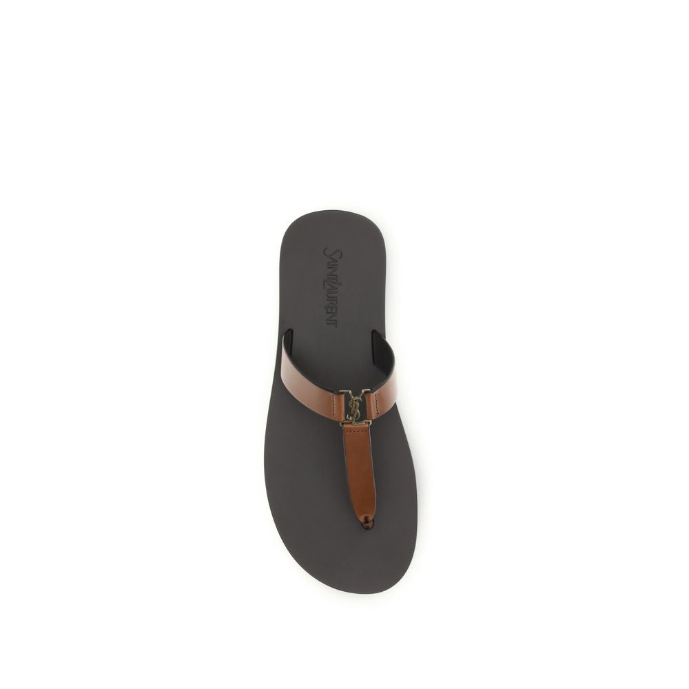 Brown Calf Leather Bos Taurus Flip-Flop Sandals