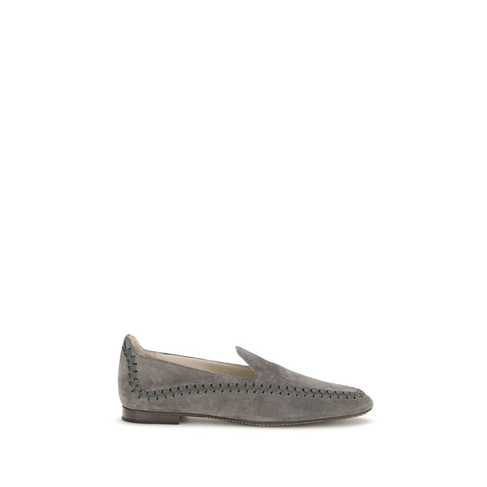Gray Calf Leather Bos Taurus Slip-On Loafers