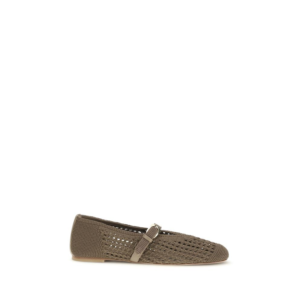 Beige Fabric Ballet Flats