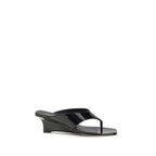 Black Calf Leather Bos Taurus Wedge Sandals