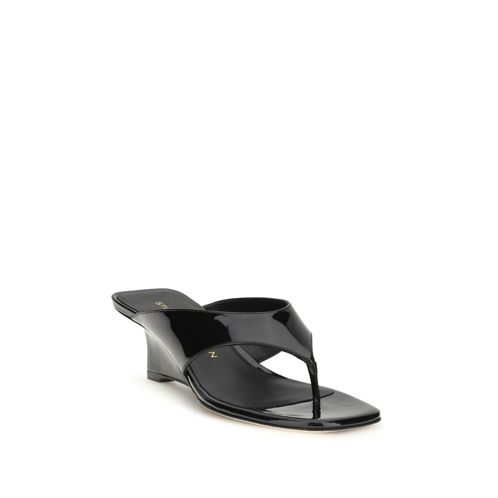 Black Calf Leather Bos Taurus Wedge Sandals