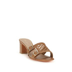Beige Calf Leather Bos Taurus Platform Sandals