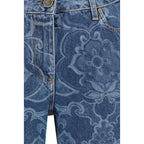 Blue Cotton Flared Jeans