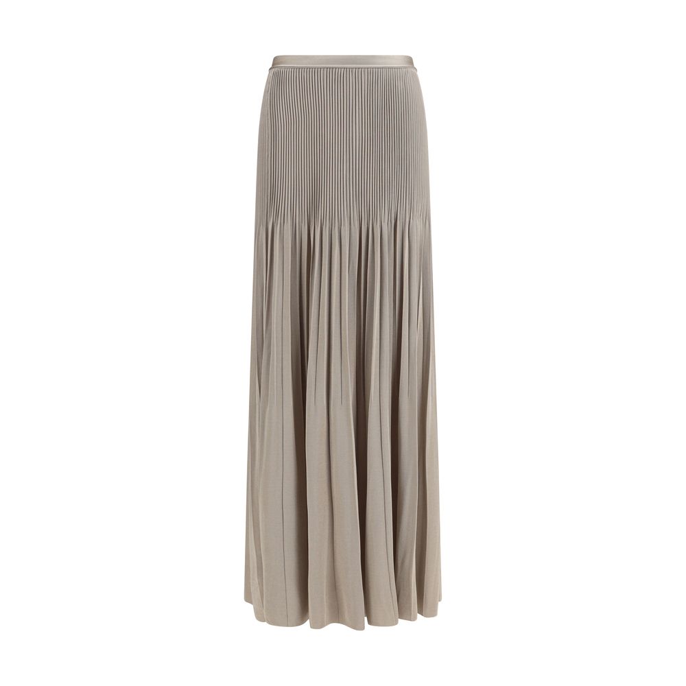 Gray Viscose Midi Skirt