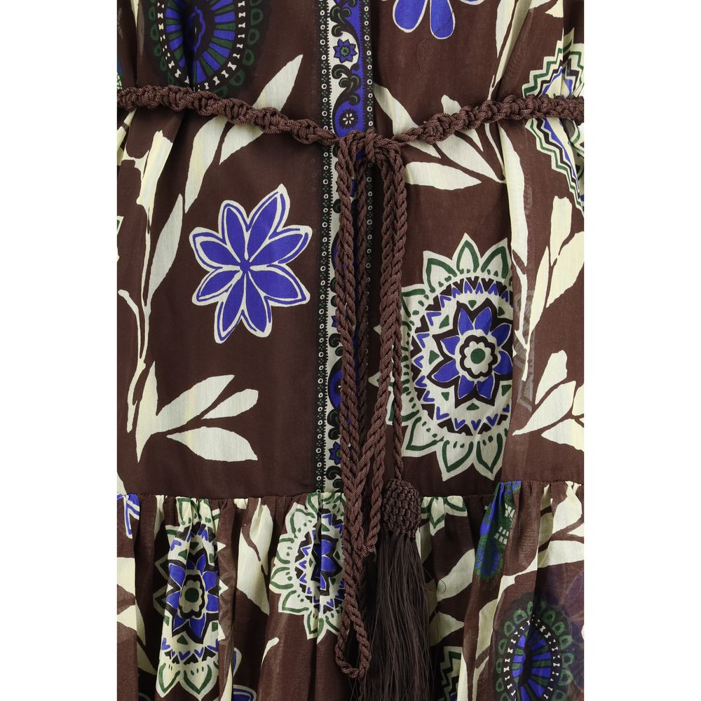 Brown Cotton Casual Dress