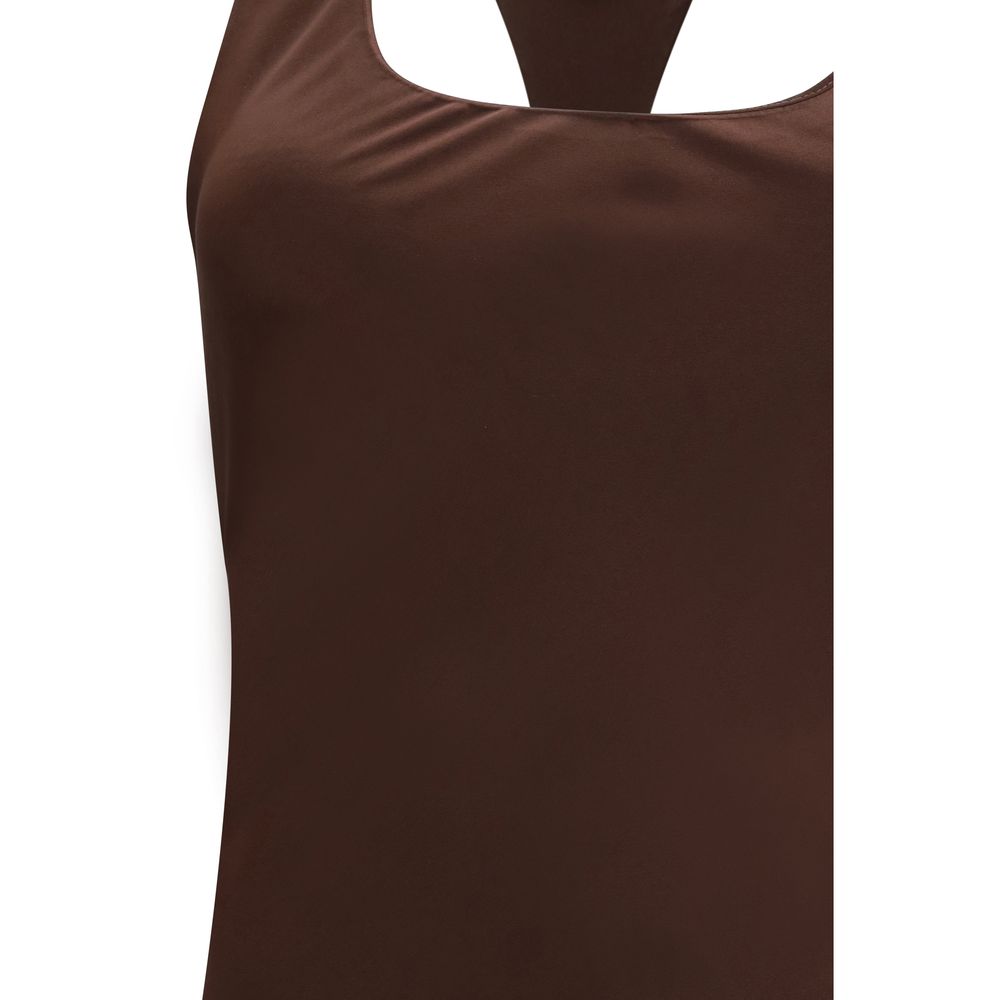 Brown Acetate Casual Dress