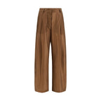 Brown Cotton Casual Pants