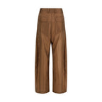 Brown Cotton Casual Pants