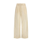 Beige Cotton Casual Pants