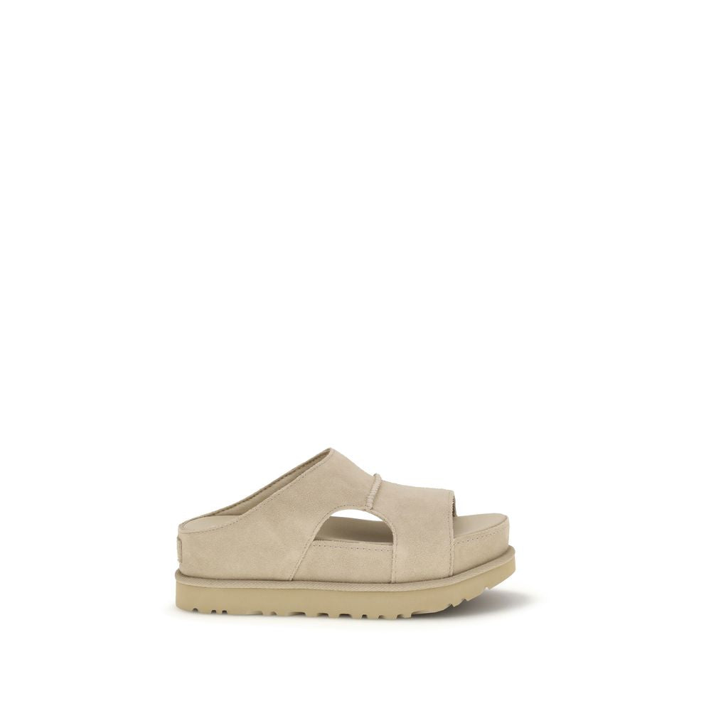 Beige Calf Leather Bos Taurus Platform Sandals