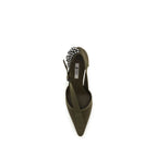 Bicolor Cotton High Heel Pumps