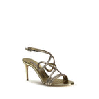Gold Calf Leather Bos Taurus Stiletto Heel Sandals