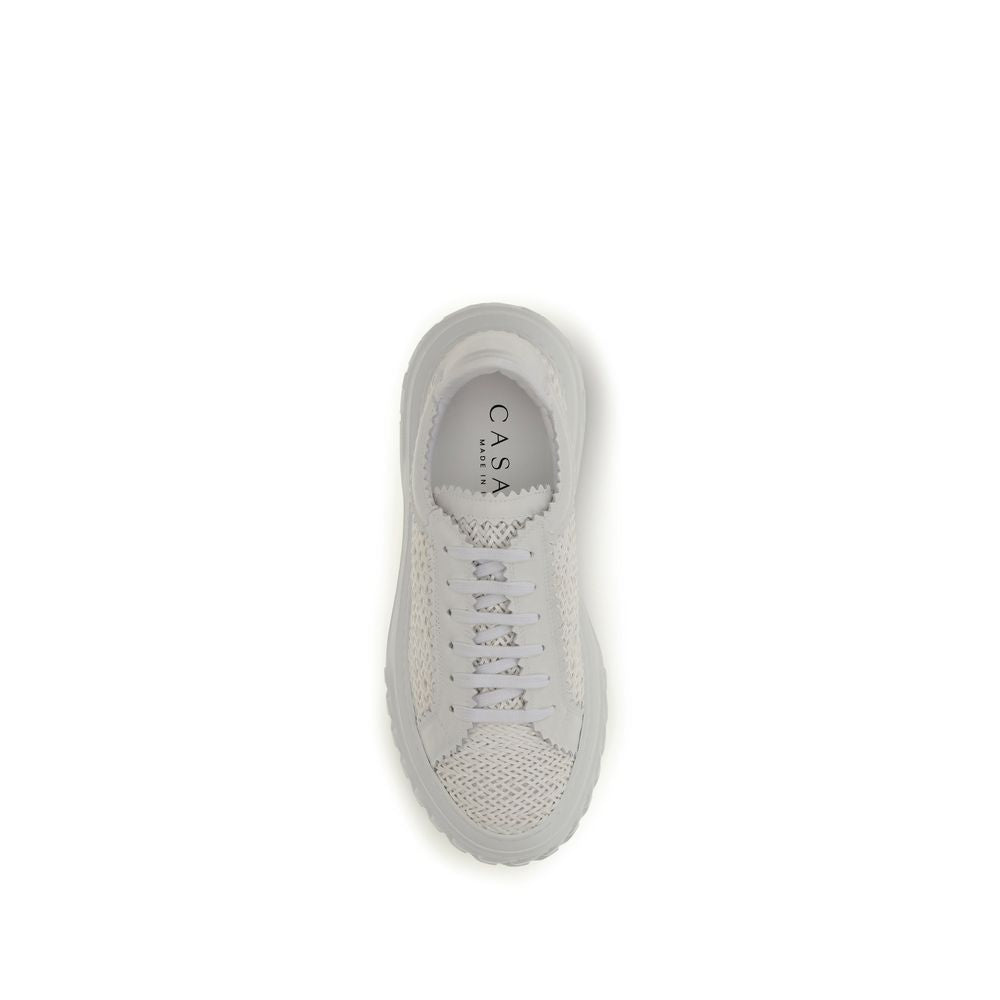 White Calf Leather Bos Taurus Chunky Sneakers