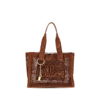 Sac à bandoulière en raphia marron
