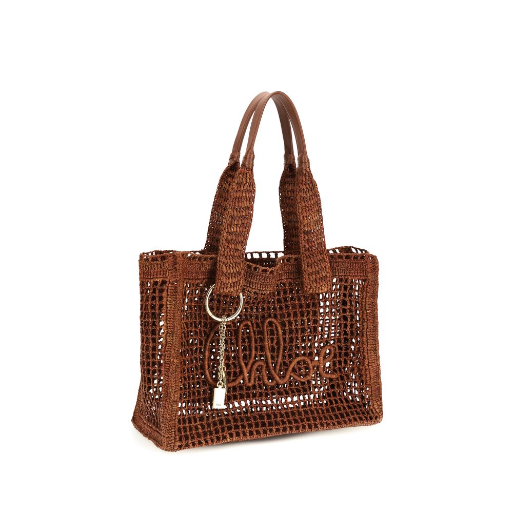 Sac à bandoulière en raphia marron