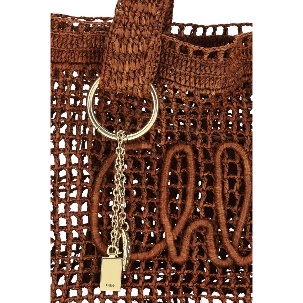 Sac à bandoulière en raphia marron