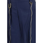 Blue Cotton Casual Pants