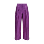 Purple Silk Casual Pants